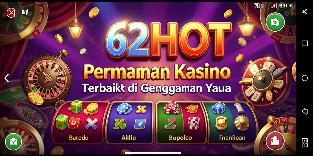 Tampilan gameplay seru di aplikasi 62HOT Kasino.