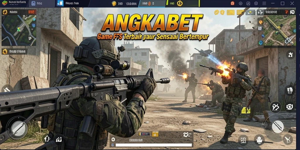 Tangkapan layar utama ANGKABET menampilkan aksi seru gameplay FPS.