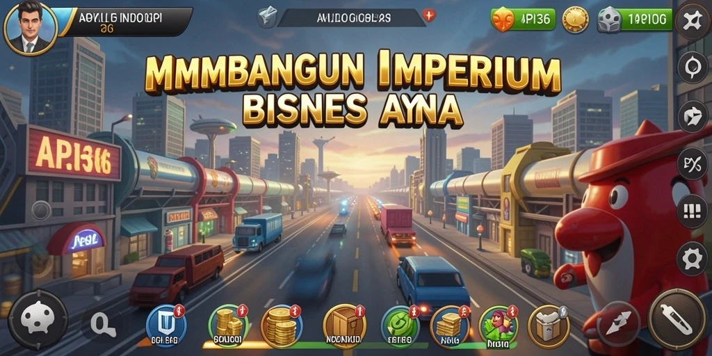 Tampilan gameplay API36 dengan fokus pada manajemen bisnis yang strategis.