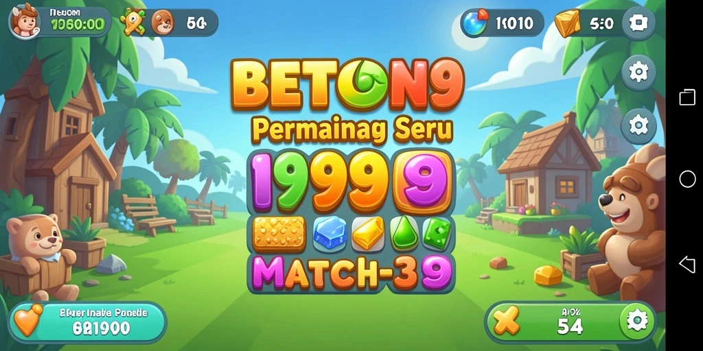 Tangkapan layar gameplay BETON999, menunjukkan berbagai level Match-3.