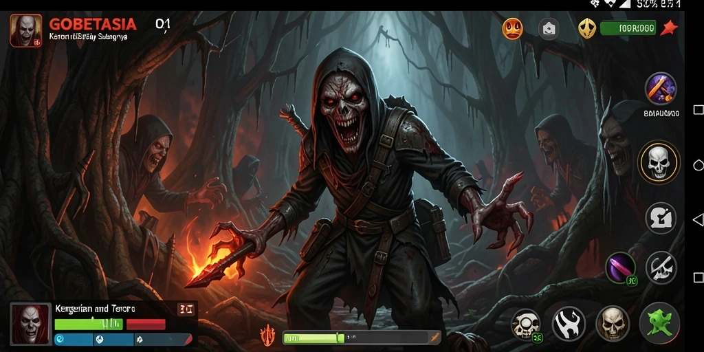 Screenshot menunjukkan suasana mencekam dalam gameplay GOBETASIA.
