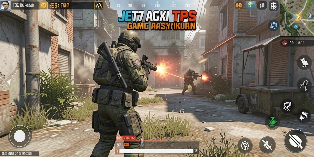 Tampilan gameplay mendebarkan dari JET77 dalam aksi TPS.