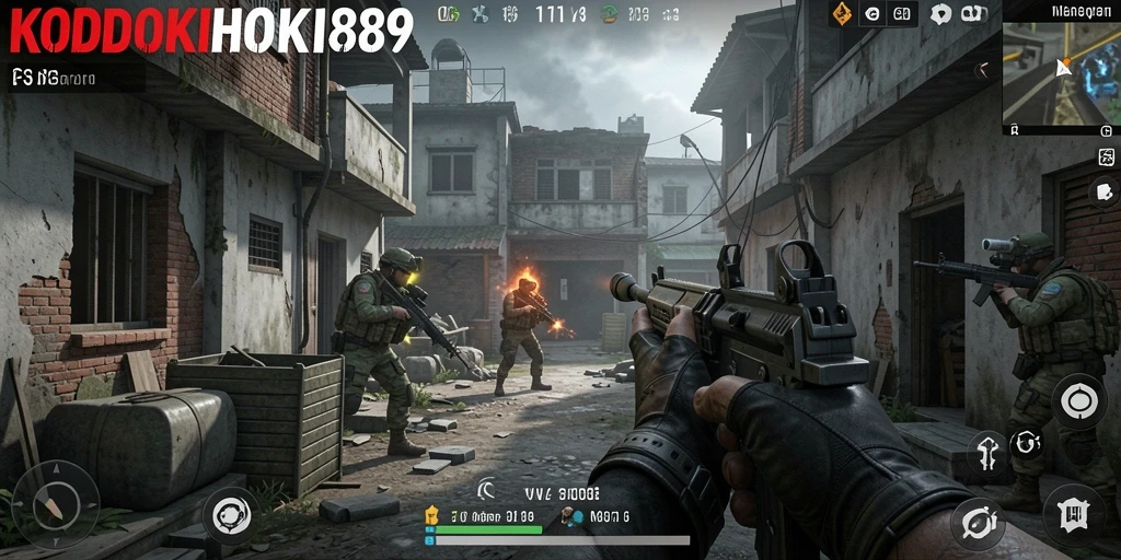 Tampilan gameplay FPS yang menegangkan di KODOKHOKI889.