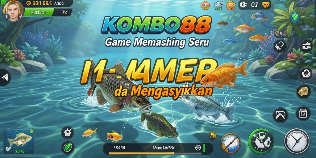 Screenshot game KOMBO88 menampilkan momen menangkap ikan besar.