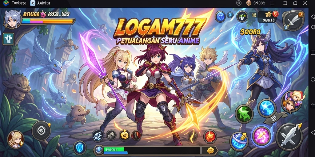 Tampilan gameplay seru dari LOGAM777 dengan karakter anime yang memukau.