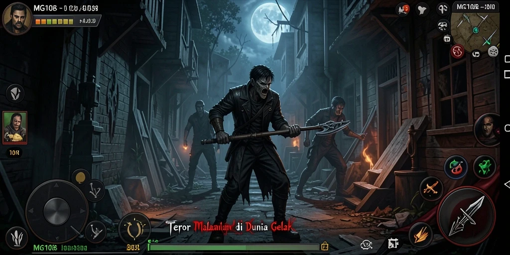 Screenshot gameplay MG108 menampilkan suasana horror yang mendebarkan.