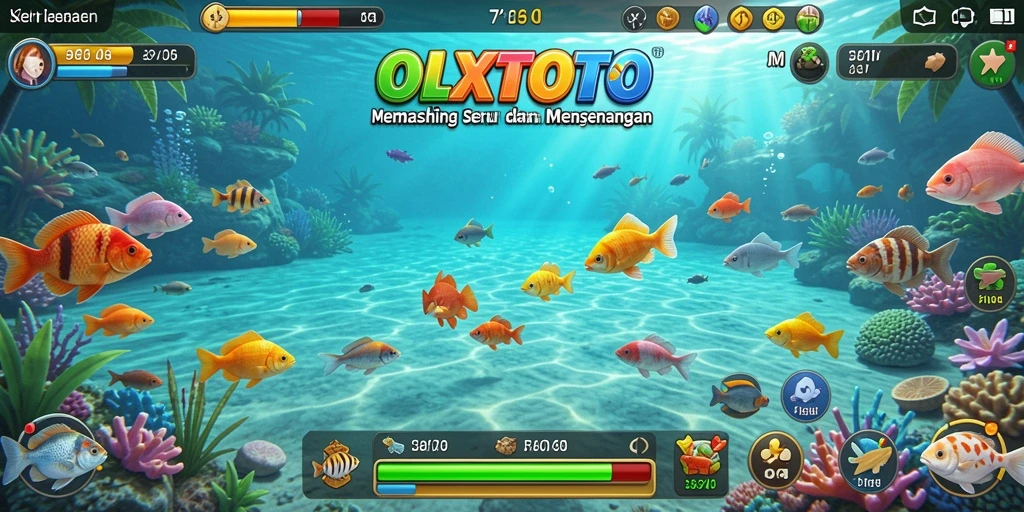 Tampilan gameplay OLXTOTO yang menarik saat memancing ikan di laut.