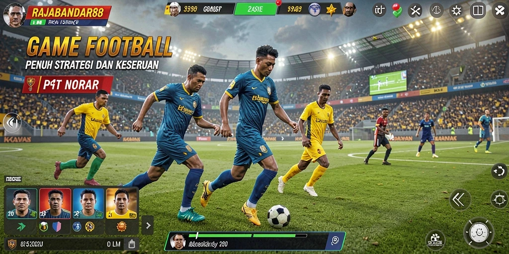 Tampilan menarik gameplay sepak bola di RAJABANDAR88.