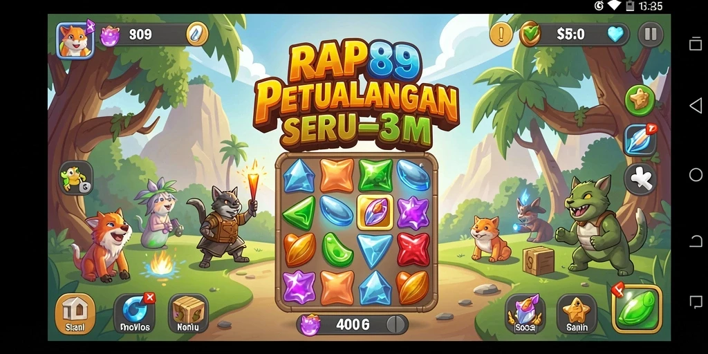 Tampilan gameplay seru dari RAP89 dengan elemen Match-3 yang menarik.