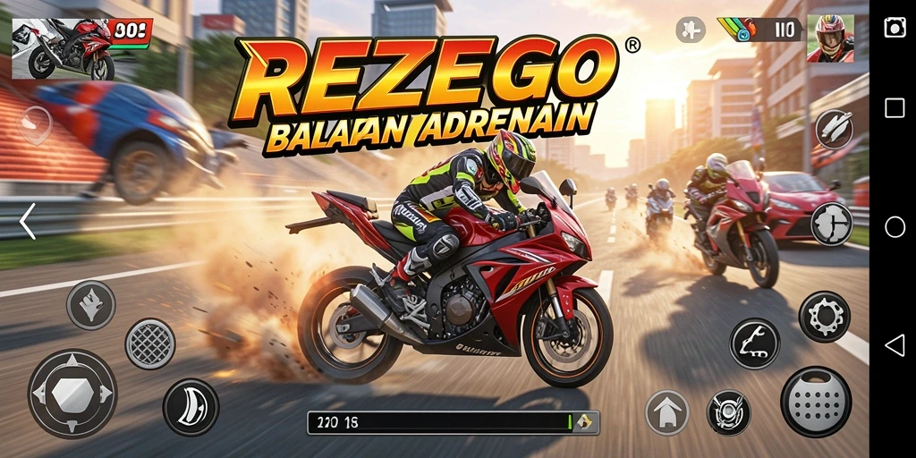 Gameplay menarik balapan motor di REZEGO dengan grafis menakjubkan.